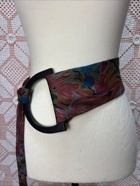 Handcrafted Silk Tie Belt Oversized Black Buckle Adjustable